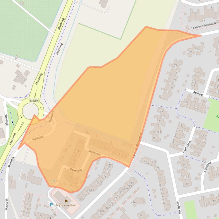 Kaart van postcodegebied 3271DB.