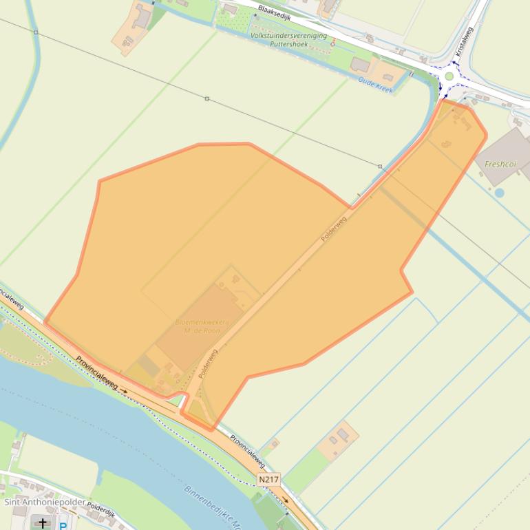 Kaart van postcodegebied 3271LV.