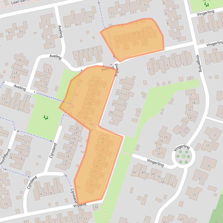 Kaart van postcodegebied 3271VJ.