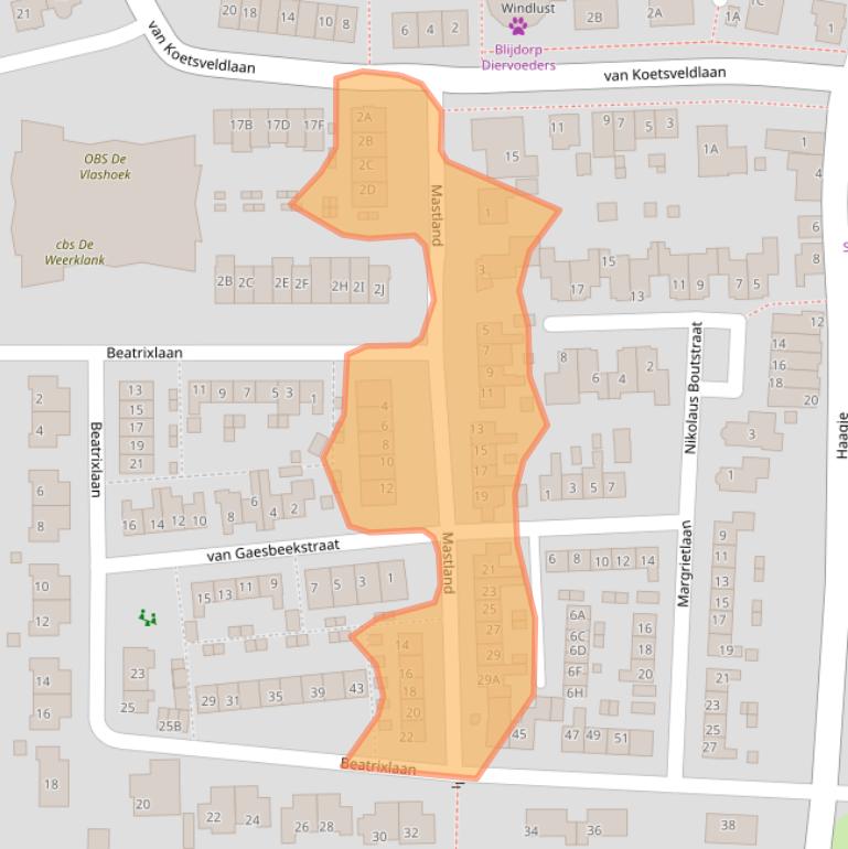 Kaart van postcodegebied 3273AN.