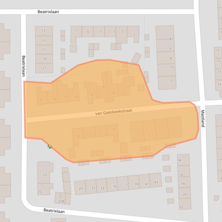 Kaart van postcodegebied 3273AZ.