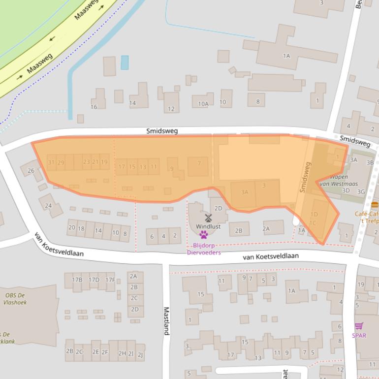 Kaart van postcodegebied 3273LJ.
