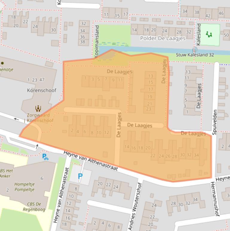 Kaart van postcodegebied 3274CB.