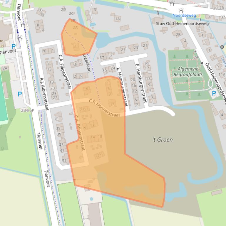 Kaart van postcodegebied 3274DC.