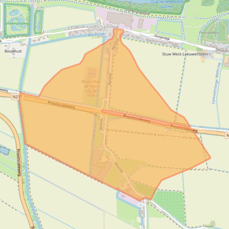 Kaart van postcodegebied 3274KG.