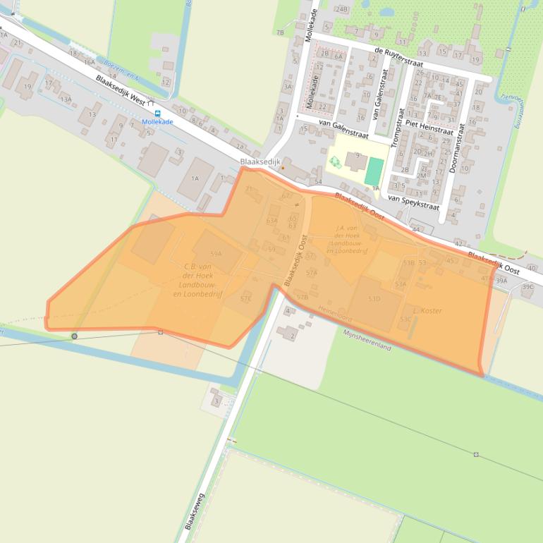 Kaart van postcodegebied 3274LB.