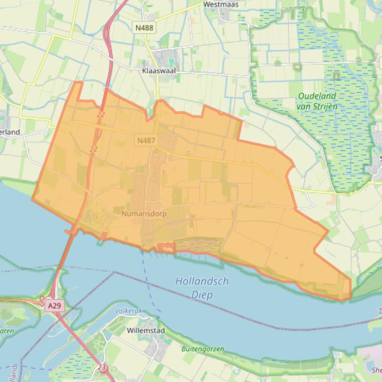 Kaart van postcodegebied 3281.