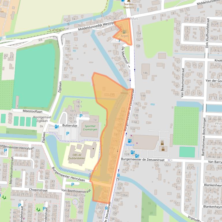 Kaart van postcodegebied 3281AH.