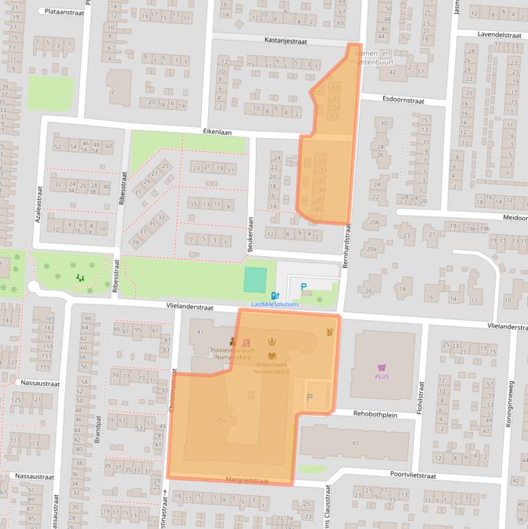 Kaart van postcodegebied 3281BC.