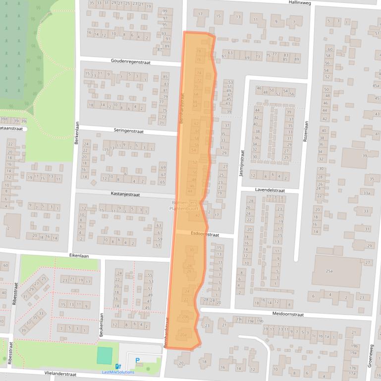 Kaart van postcodegebied 3281BE.