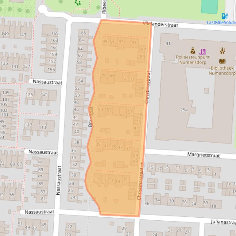 Kaart van postcodegebied 3281BG.