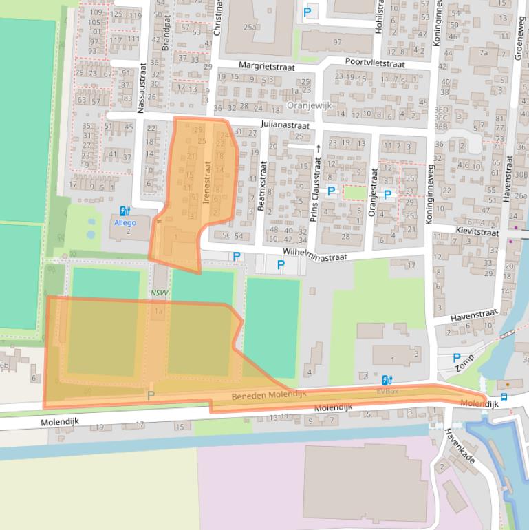 Kaart van postcodegebied 3281BJ.