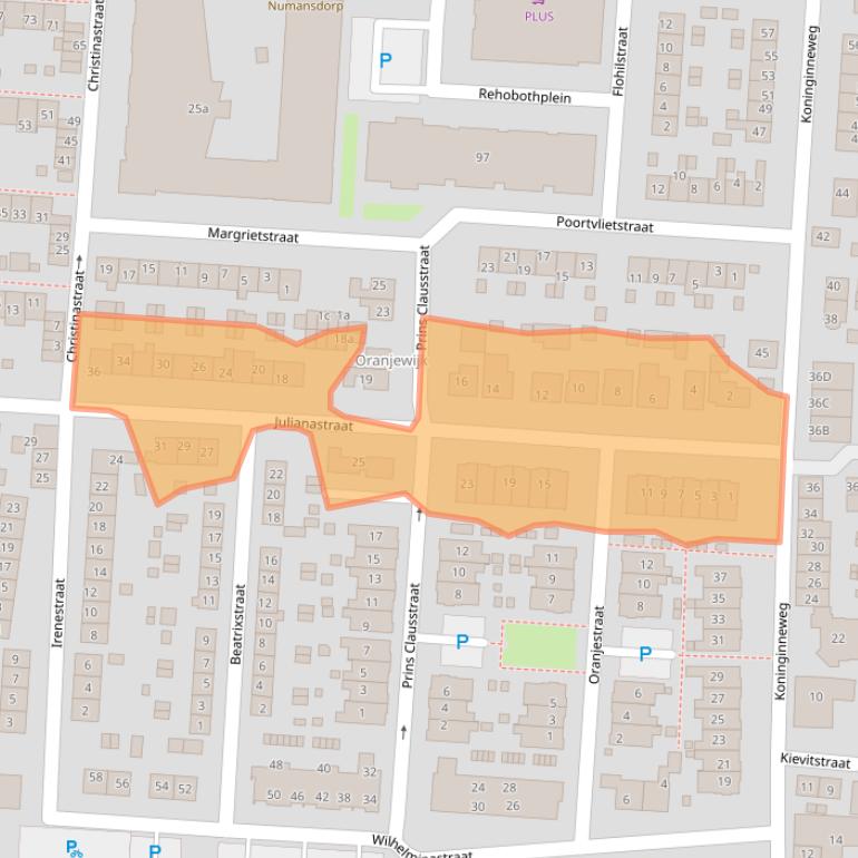 Kaart van postcodegebied 3281BK.