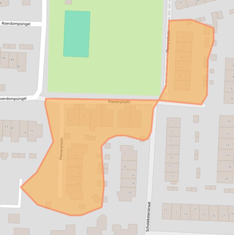 Kaart van postcodegebied 3281JE.