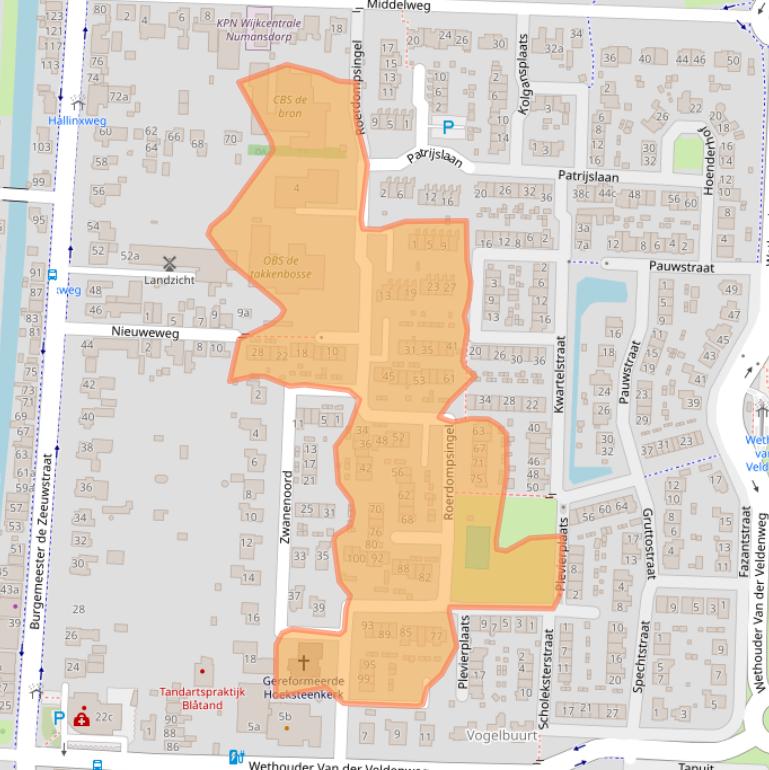 Kaart van postcodegebied 3281JH.