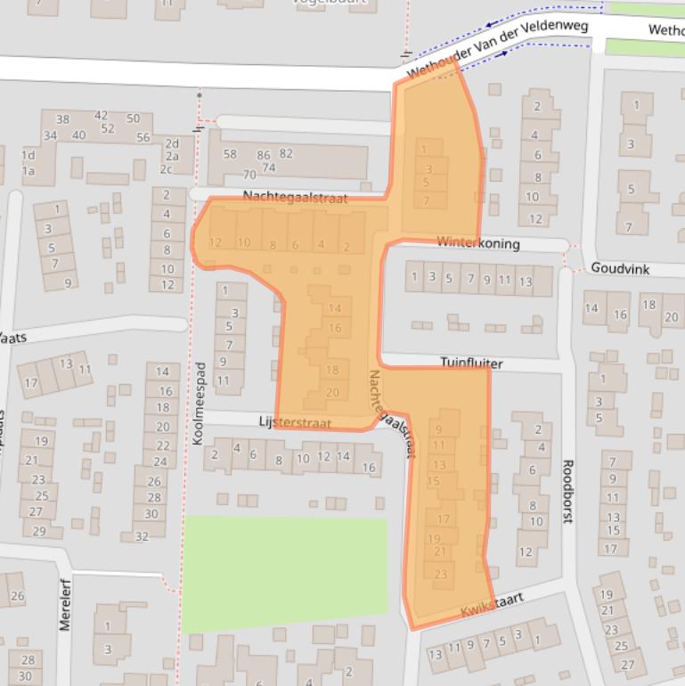 Kaart van postcodegebied 3281JS.