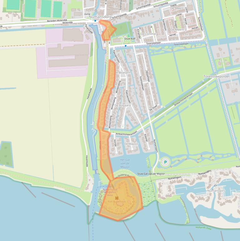 Kaart van postcodegebied 3281KA.