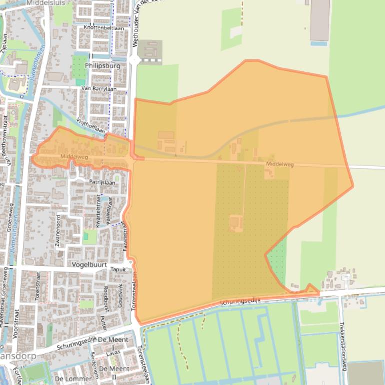 Kaart van postcodegebied 3281KH.