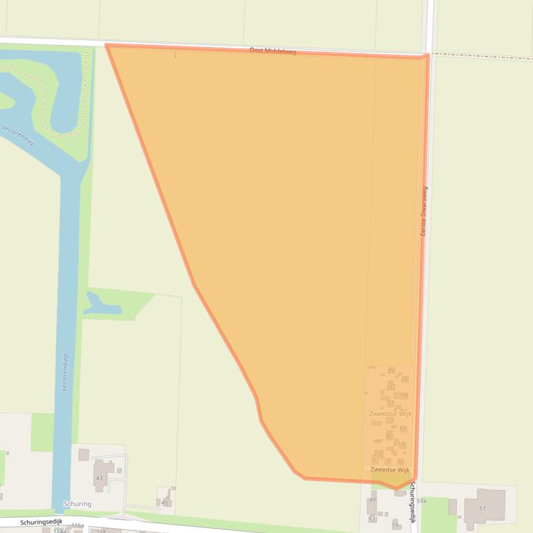 Kaart van postcodegebied 3281KW.