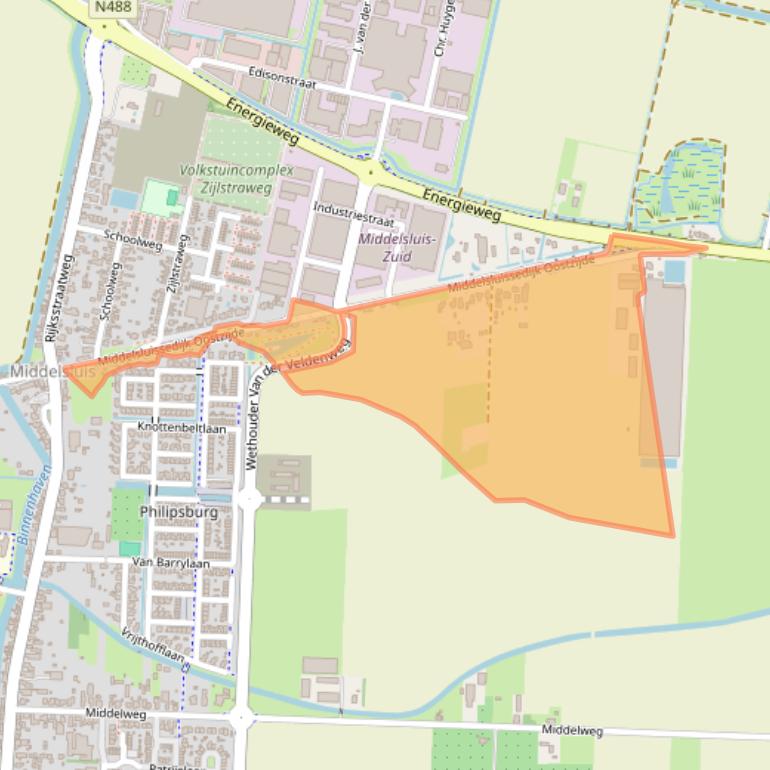 Kaart van postcodegebied 3281LD.