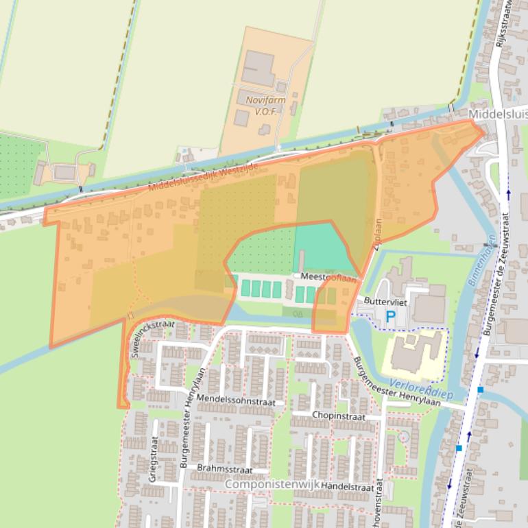 Kaart van postcodegebied 3281LG.