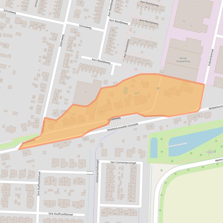 Kaart van postcodegebied 3281LM.