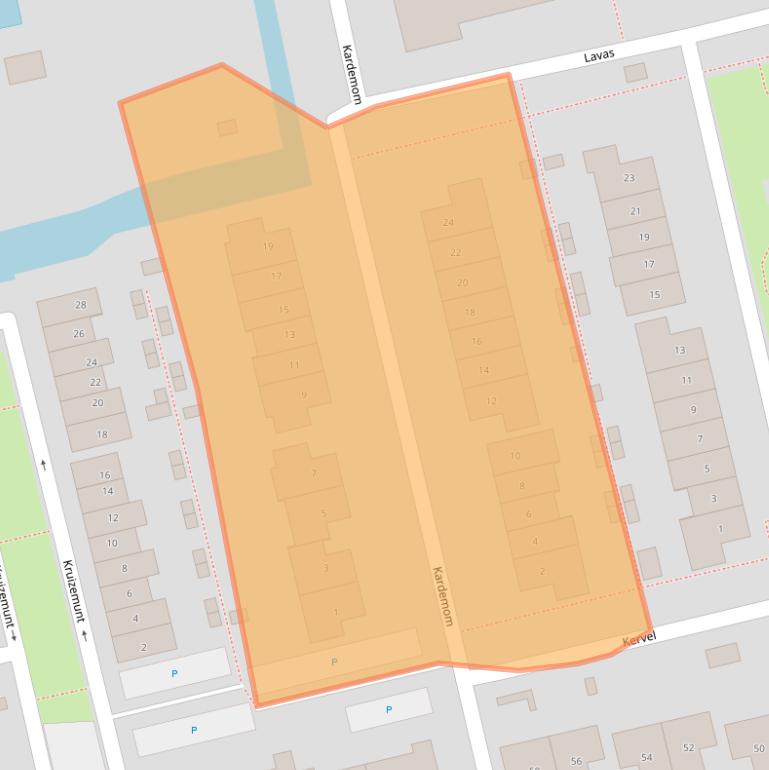 Kaart van postcodegebied 3281MB.