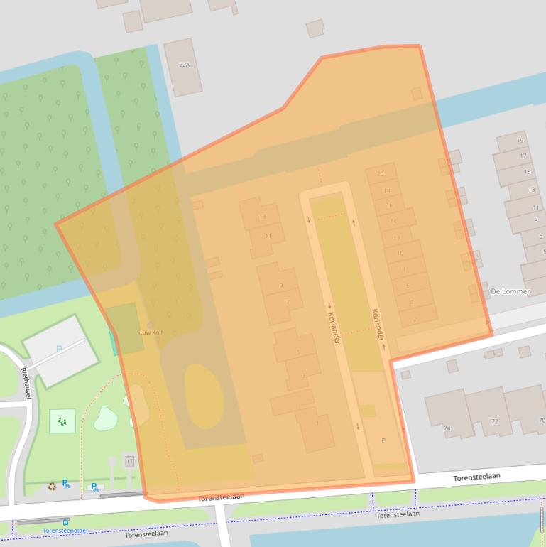 Kaart van postcodegebied 3281MD.