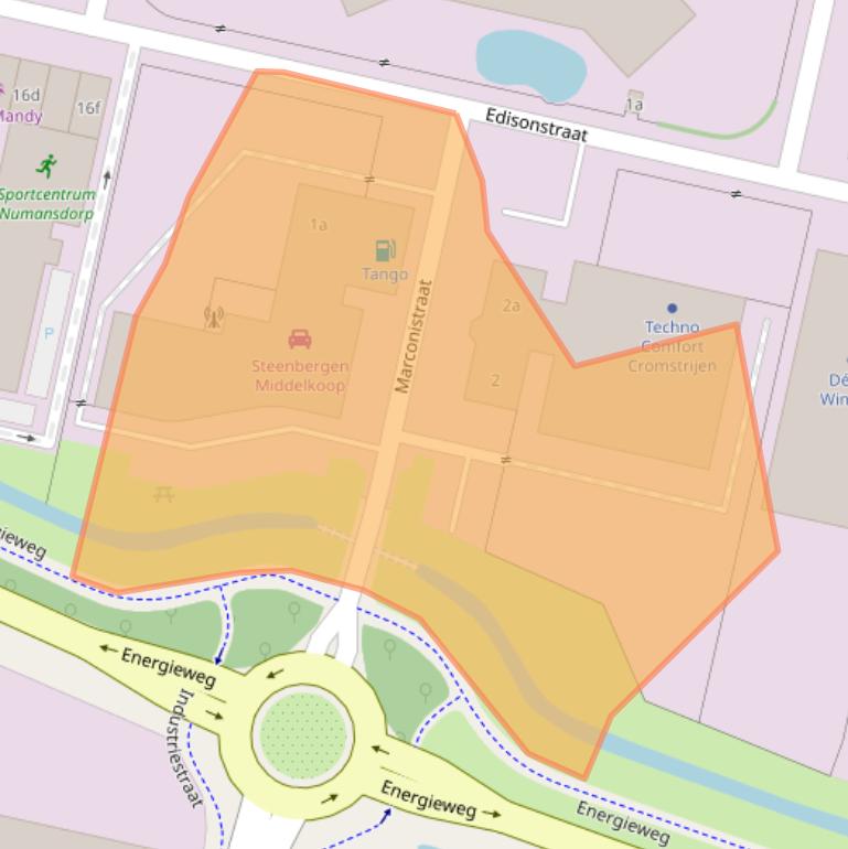 Kaart van postcodegebied 3281NB.