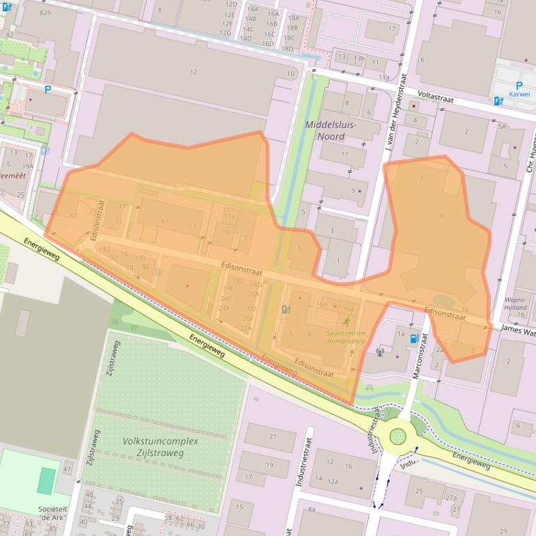 Kaart van postcodegebied 3281NC.