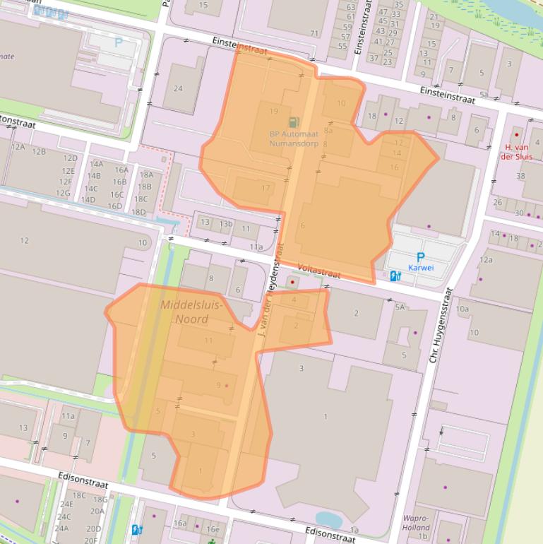 Kaart van postcodegebied 3281NE.