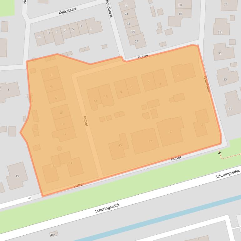 Kaart van postcodegebied 3281RA.