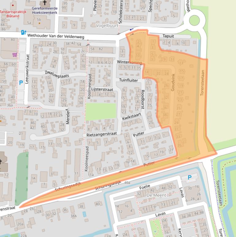 Kaart van postcodegebied 3281RH.