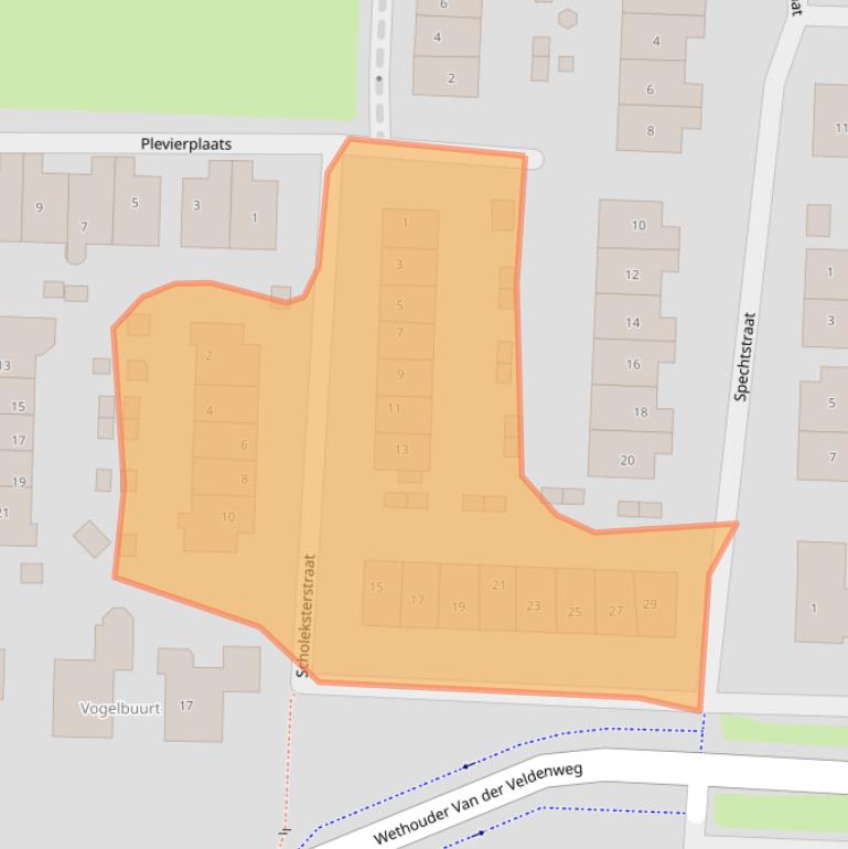 Kaart van postcodegebied 3281RJ.