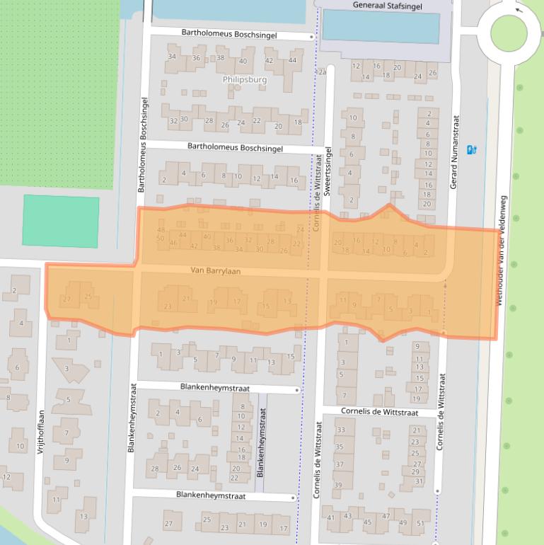 Kaart van postcodegebied 3281SE.