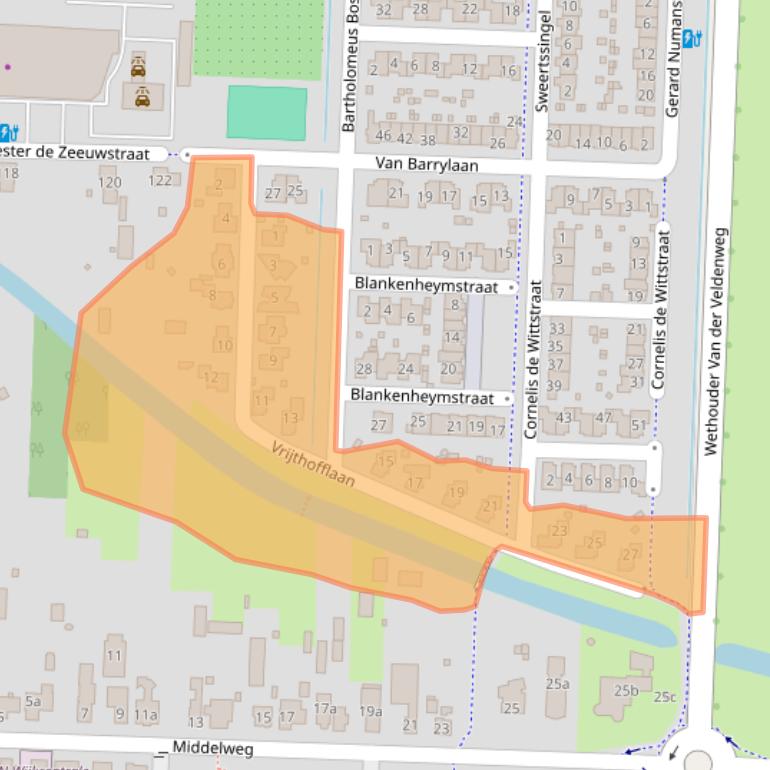 Kaart van postcodegebied 3281SG.