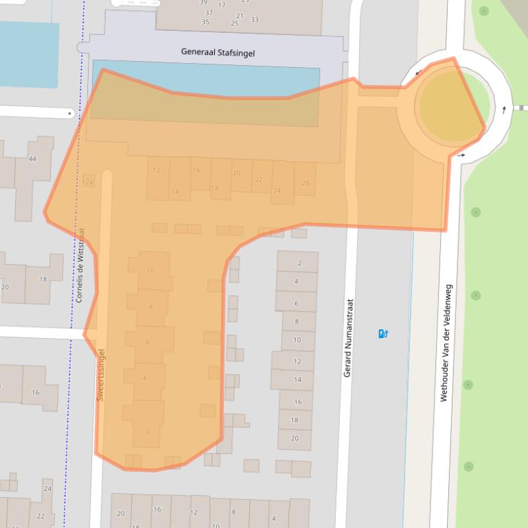 Kaart van postcodegebied 3281SJ.