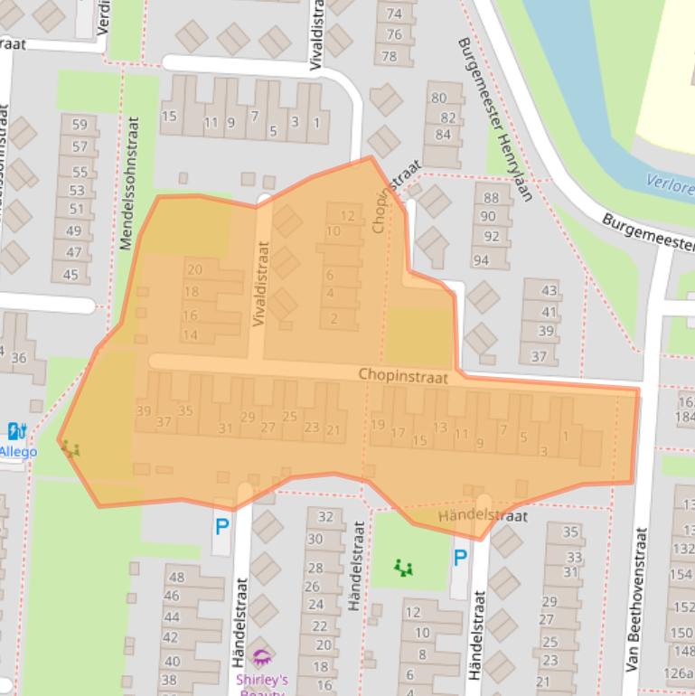 Kaart van postcodegebied 3281TA.