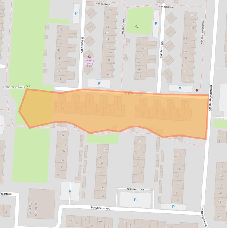 Kaart van postcodegebied 3281TB.