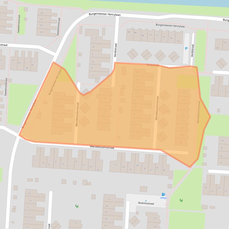 Kaart van postcodegebied 3281VH.