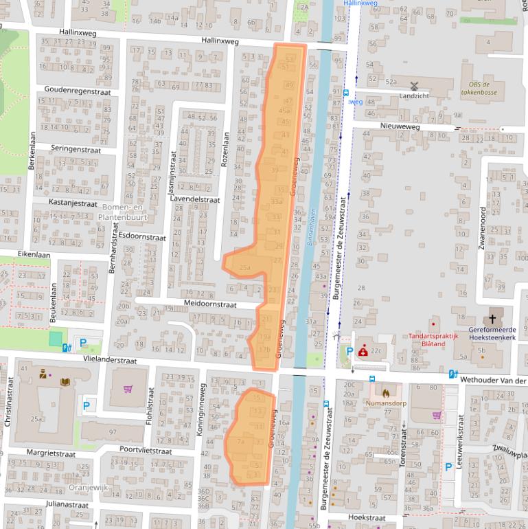 Kaart van postcodegebied 3281XB.