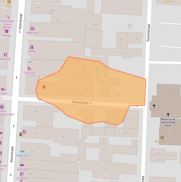 Kaart van postcodegebied 3281XJ.