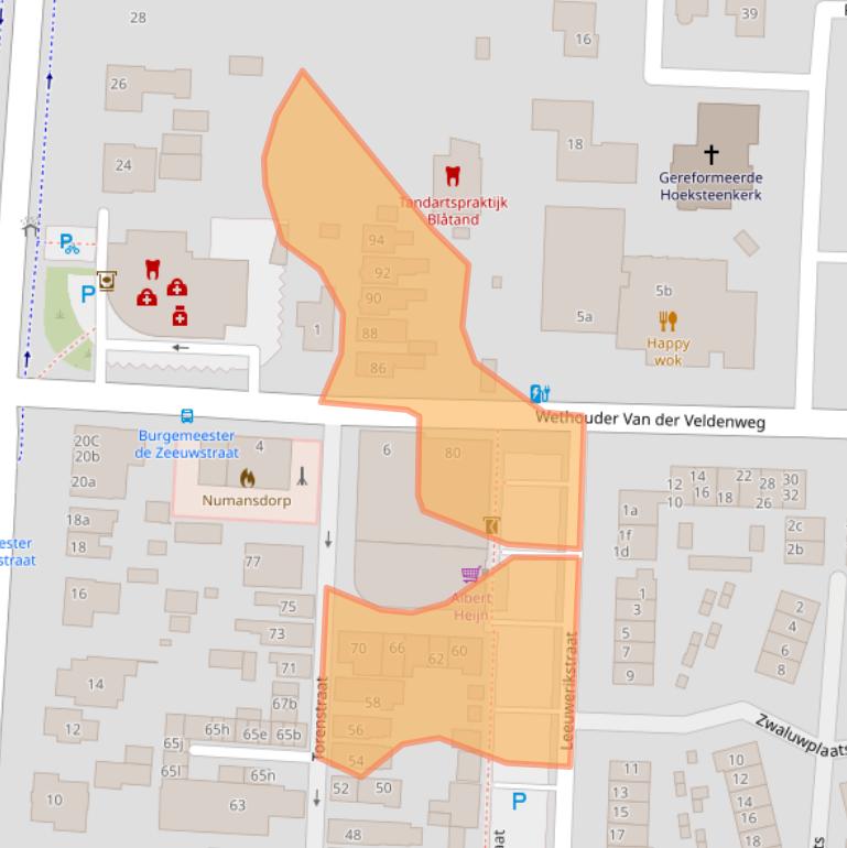 Kaart van postcodegebied 3281XR.