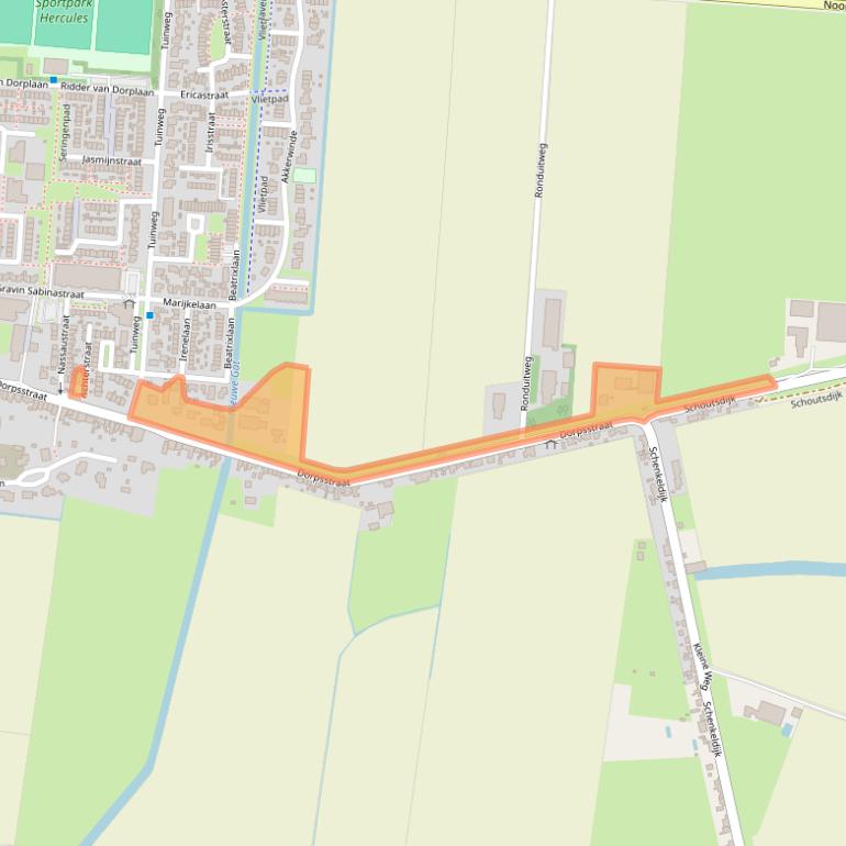 Kaart van postcodegebied 3284AJ.