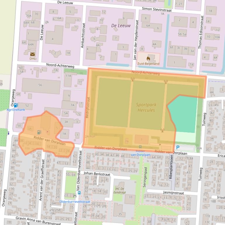 Kaart van postcodegebied 3284AT.