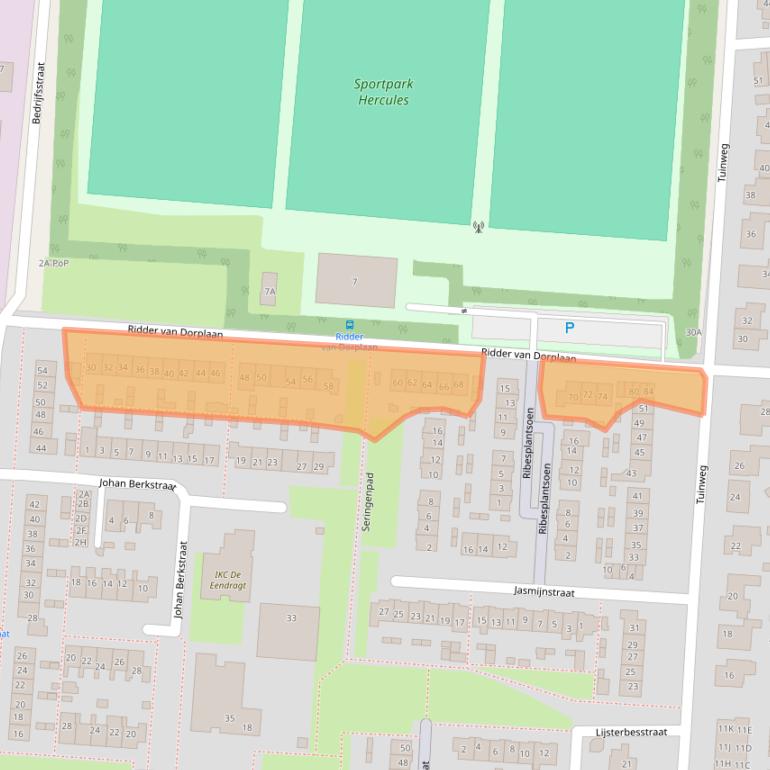 Kaart van postcodegebied 3284AV.