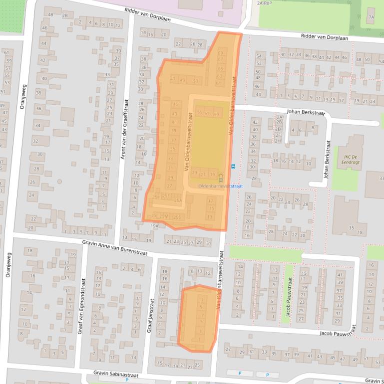 Kaart van postcodegebied 3284AW.