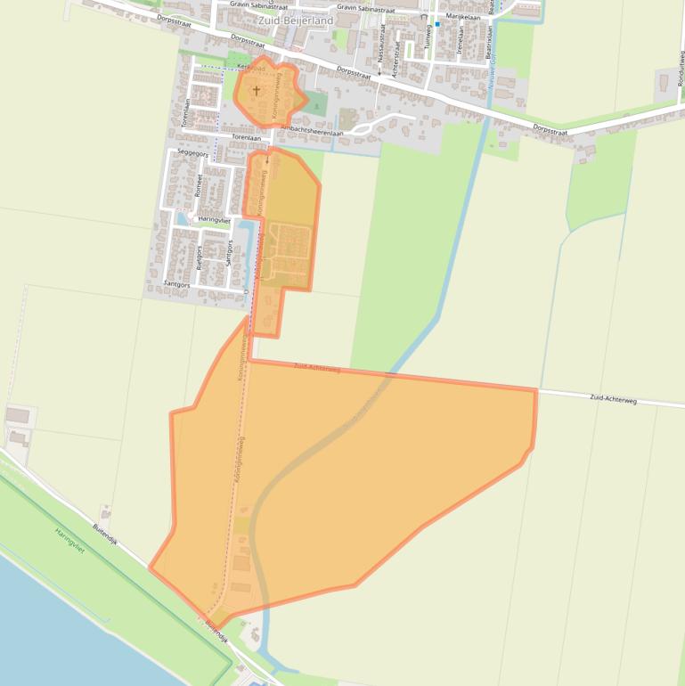 Kaart van postcodegebied 3284KJ.