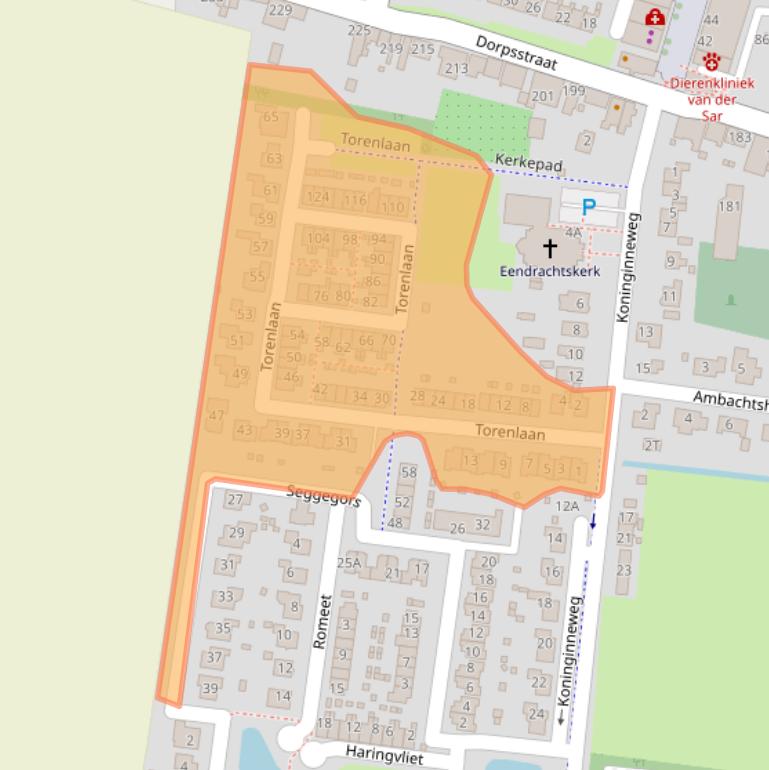 Kaart van postcodegebied 3284KZ.