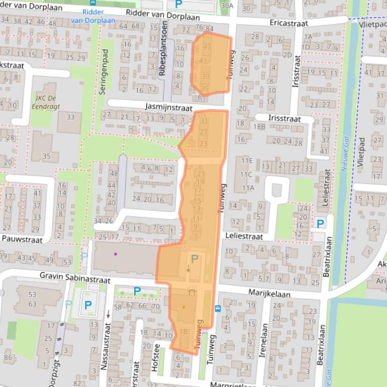 Kaart van postcodegebied 3284XR.